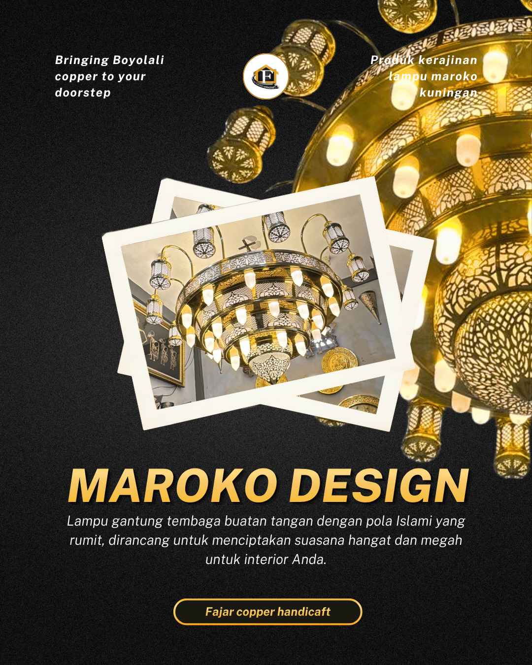 Lampu maroko kuningan hand made - fajar copper handicraft