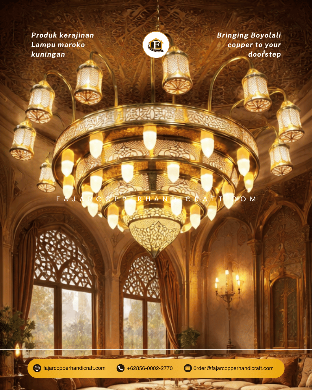 lampu gantung maroko kuningan mewah